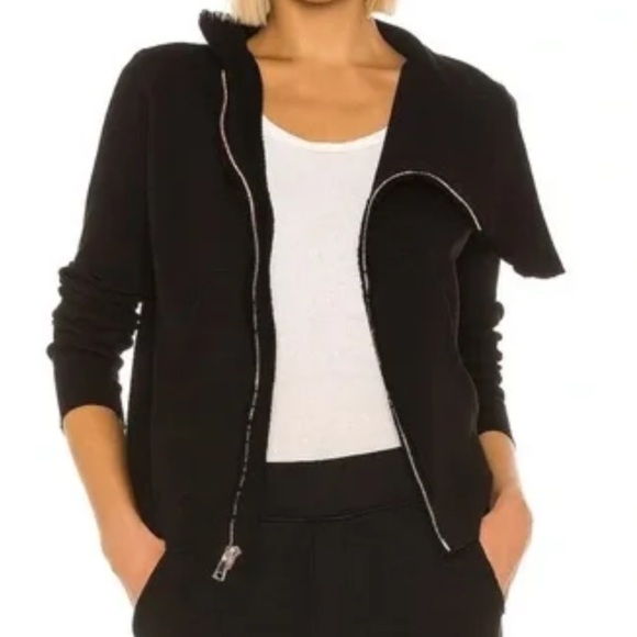 Frank & Eileen Tops - Frank & Eileen Tee Lab Asymmetrical Zip Up Moto Sweatshirt Black Cropped XS
